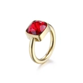 Anello minimalista in acciaio al titanio dorato con zircone rosso a taglio quadrato - US 6 / Rosso (KR82559-K)