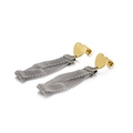 Orecchini a cuore con nappe a catena a maglia in oro e argento su fondo bianco - Oro Acciaio Bicolore (KE87644-KFC)