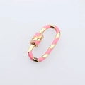 Detailed macro shot of pink enamel spiral oval screw clasp for DIY jewelry making - DM248-4 Oval Pink