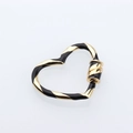 Detailed view of heart-shaped screw lock clasp with gold and black enamel striped finish - DM248-3 Heart Black