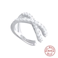 Sparkling S925 sterling silver crisscross ring with clear gems and quality seal - Platinum - White Zirconia (1 Piece)