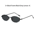Occhiali da sole cat-eye rétro in metallo nero con lenti grigio scuro stile minimalista - Montatura Nera Lenti Grigio Nero