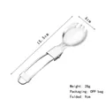 Silver stainless steel folding spork tool for portable outdoor camping and dining - Folding Salad Spoon
