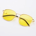 Retro square metal sunglasses with transparent yellow lenses and elegant gold frames - Gold Frame Yellow Lens
