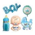Set di 5 palloncini in alluminio blu per neonato con carrozzina e biberon decorativi - Stile Uomo / Blu