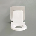 Wall-mounted white shampoo bottle holder with self-adhesive hook for bathroom use - Acrylic Glue Silver Brushed Sticker Style