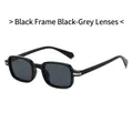 Classic square black sunglasses with gray lenses and silver metal stripe accents - Black Frame Black Grey Lens
