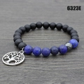 Bracciale in lapislazzuli e perline nere con ciondolo Albero della Vita argento - Lapislazzuli Blu (6323E)