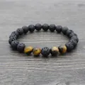 Lava stone and yellow tiger eye beaded yoga bracelet with natural porous texture - Yellow Tiger Eye