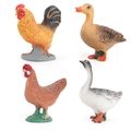 Realistic 4-piece poultry animal toy set including rooster, hen, duck and goose models - Poultry Set of 4