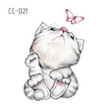 Cartoon grey and white cat with pink butterfly tattoo sticker variant, model CC-021 - Grey And White Cat With Butterfly (CC-021)