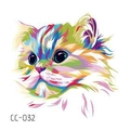 Colorful geometric cat tattoo sticker CC-032 featuring vibrant multi-color artistic design - Multicolored Mosaic Cat Head (CC-032)