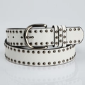 Punk wit lederen damesriem met dubbele rijen gunmetal-kleurige metalen klinknagels - Wit