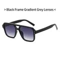 Gafas de sol aviador cuadradas con montura negra, doble puente y lentes degradadas - Montura Negra Lente Gris Degradado