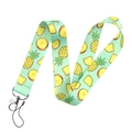 Lanyard with pineapple fruit pattern, light green polyester strap and metal clasp - Pineapple