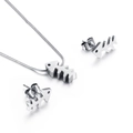 Conjunto de joyas de espina de pescado en plata pulida con collar y pendientes a juego - Color Acero