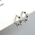 Pendientes punk de plata 925 con puntas de metal y circonitas negras pequeñas - Plata 925 / Color Plata Platino (Par)