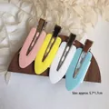 Set of four matte candy color seamless hair clips in pink, yellow, white, and blue - DS0513 Blue White Yellow Pink 4pcs Set