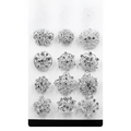 KZ002--12Pcs Small Set Silver White Rhinestone