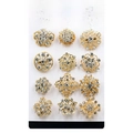 KZ002--12Pcs Small Set Gold White Rhinestone