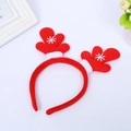 Red Christmas reindeer antler headband with white fur and snowflake patterns - Standard Antlers