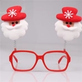 Cartoon Santa Claus Christmas glasses with red glitter frames and spring decorations - Santa Claus