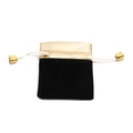 Elegant black velvet drawstring gift bag with gold top and metallic hardware detail - Black Gold Patchwork (7*9A)