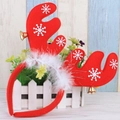 Serre-tête de bois de renne de Noël avec plumes blanches, flocons et cloches dorées - Rouge