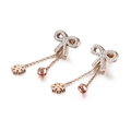 Orecchini a fiocco oro rosa con ciondoli fiocco di neve e campanello con zirconi - Oro rosa