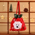 Red Christmas drawstring gift bag with a 3D cartoon bear and festive snowflake patterns - Snowflake Flannel Bear