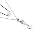 Double-layered stainless steel necklace featuring a heart Love pendant and a white pearl - Number 8 (KN90756-Z)