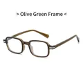 Occhiali quadrati TR90 verde oliva stile vintage con dettagli in metallo sulle cerniere - Montatura Verde Oliva