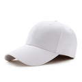 Classic white cotton baseball cap with adjustable strap and curved brim on white background - Adult Adjustable / White