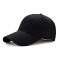 Classic black baseball cap with curved brim and six-panel design shown from side view - Adult Adjustable / Black