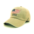 Casquette baseball vintage kaki avec broderie drapeau USA et visière courbée - Taille unique / Kaki