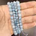 Perle tonde in acquamarina naturale in tre dimensioni per gioielli fai-da-te e bracciali - 4mm (92 Pz/Filo/12g) / Acquamarina