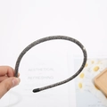 Slim headband fully encrusted with dark grey crystals for an elegant minimalist hair style - Bright Black