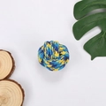 Durable cotton rope knot ball for dogs in yellow and blue weave for chewing and play - 7cm / Blue White
