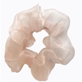 Charming pink organza hair scrunchie with translucent glossy finish and wavy texture - Light Pink