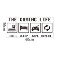 Dettaglio adesivo da parete gaming con testo 'The Gaming Life', 60cm per 26cm - THE GAMING LIFE (26*60CM)