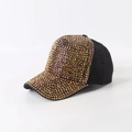 Cappellino da baseball nero alla moda con strass colorati scintillanti e dettagli in mesh - Taglia Adulto (Regolabile) / Nero con strass dorati