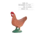 Realistic brown hen figurine with red comb and grass base for poultry garden decor - Hen