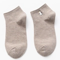Light brown cotton short socks featuring a cute embroidered penguin on a clean white background - One Size / Coffee-Penguin