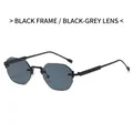 Lunettes de soleil polygonales vintage avec monture en métal noir et verres gris - Monture Noire Verres Noir Gris