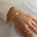 Set bracciale a catena spessa e anelli intrecciati placcati in oro 18 carati - Chiusura Magnetica / Oro
