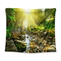 Bohemian forest stream tapestry featuring sunlit woodland scenery for room wall decor - Forest Creek (GT110051) / 73X95CM/Brushed Fabric
