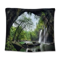 Bohemian forest waterfall tapestry with scenic cave view and vibrant green nature scenery - Cave Waterfall(GT110111) / 73X95CM/Brushed Fabric