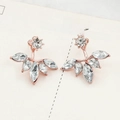 Elegant marquise zircon daisy flower earrings in rose gold finish on minimalist card - Rose Gold (5385)