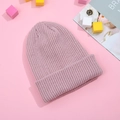 Winter thick knit beanie in Morandi pink with cuffed rim for a cozy fashion look - Light Pink