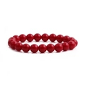Modisches minimalistisches elastisches Armband mit polierten roten runden Perlen - 10mm